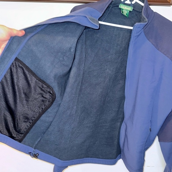 LL BEAN Mens Nylon Jacket Blue Soft Shell Fleece Lining Size Medium - Picture 5 of 6